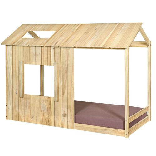 Lit Cabane Bois Massif 90x190 Cm