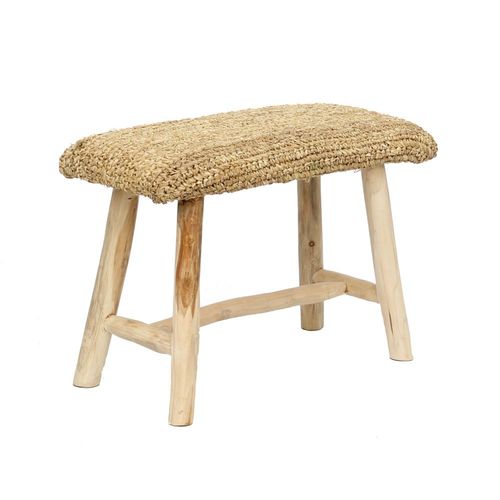 Banc En Bois Et Raffia Naturel