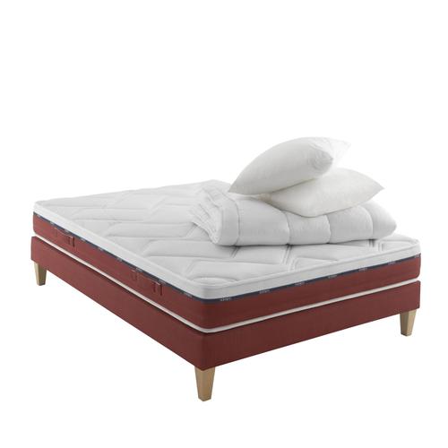 Ensemble Matelas 100% Latex, Sommier, Pieds, Couette 180x200