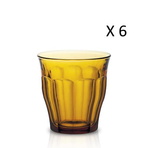 Lot De 6 - Verre À Eau 25 Cl En Verre Trempé Résistant Teinté Vermeil