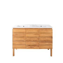 Meuble Salle De Bain En Teck Et Céramique L 120 Cm