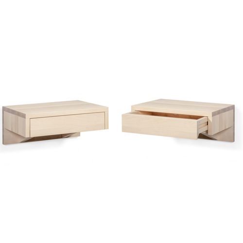 Lot De 2 Table De Chevet En Hêtre Blanc Huilé