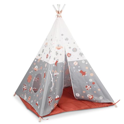 Tente Tipi Pour Enfant En Bois Naturel Et Polyester Imperméable Gris