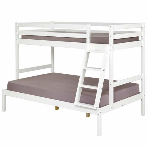 Pack Lit Superposé Avec 2 Matelas Bois Massif Blanc 140x190 Cm