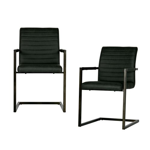 Chaises De Salle À Manger Moderne Cuir Pu Gris - Lot De 2