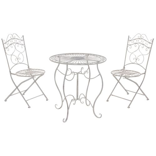 Ensemble Table Et Chaises De Jardin En Métal Blanc Antique
