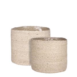 2 Cache-Pots En Jute Crème H26