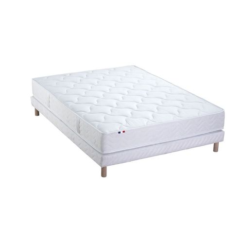 Ensemble Matelas Ressorts 5 Zones Sommier Blanc 140x190