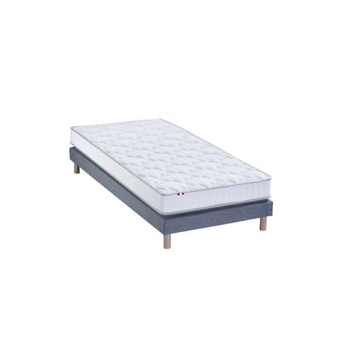 Ensemble Matelas Mousse Et Latex Sommier Bleu 90x190