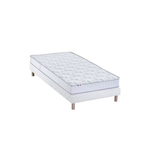 Ensemble Matelas 100% Latex 3 Zones Sommier Blanc 90x190