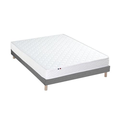 Ensemble Matelas Mousse Ferme Sommier Gris 140x190