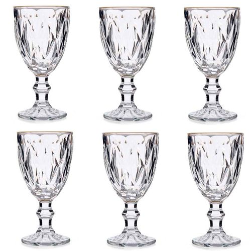 Set De 6 Verres À Vin En Verre Bordure Dorée 33cl