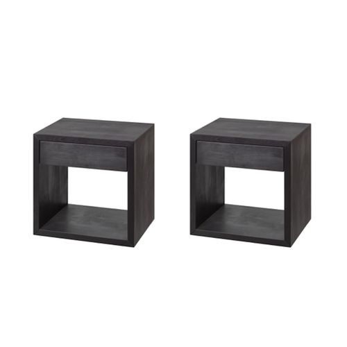 Lot De 2 Table De Chevet Avec Tiroir En Hêtre Noir