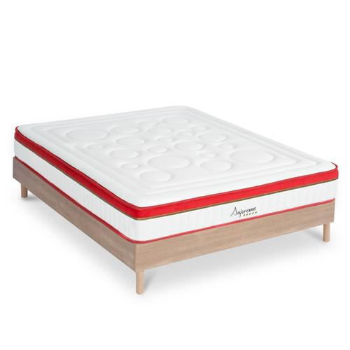 Ensemble Matelas À Mémoire De Forme Et Sommier En Kit Bois 180x200