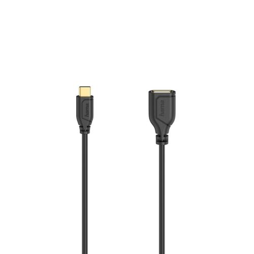 Câble USB-C OTG "Flexi-Slim", USB 2.0, 480 Mbit/s, noir, 0,15 m