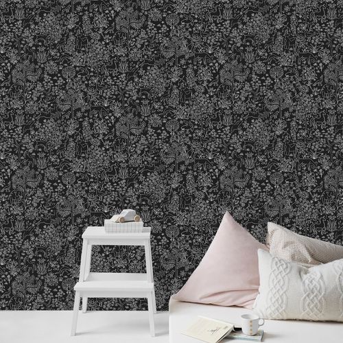 papier peint forêt magique Puck noir 1005x52cm