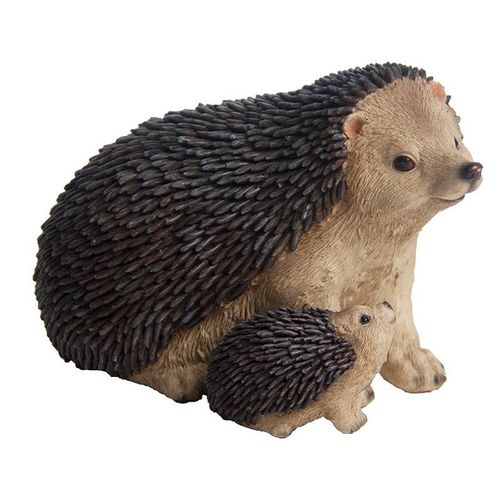 Hérisson Avec Bébé Déco Résine 16cm