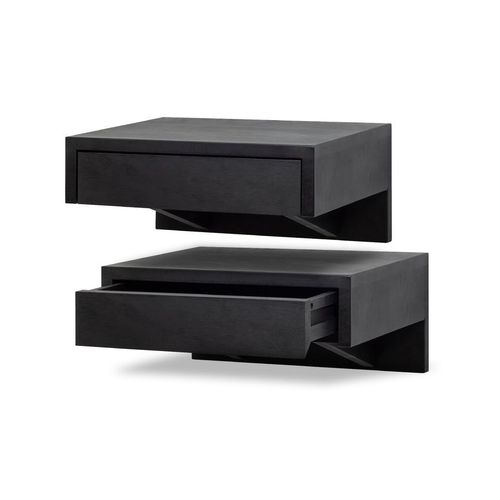 Lot De 2 Table De Chevet En Hêtre Noir Huilé