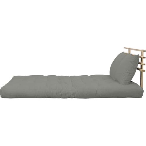 Tête De Lit En Pin Massif Avec Futon Gris 140x200