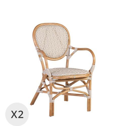 Set De 2 Fauteuils En Rotin Blanc