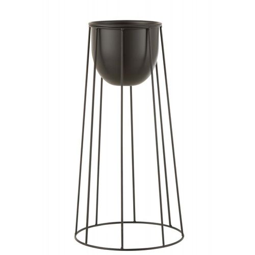 Cache Pot Sur Pied Noir En Métal 23x23x45 Cm