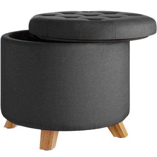Tabouret Avec Coffre De Rangement Aspect Lin Suna Capitonn? - Gris Fonc?