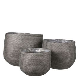 3 Cache-Pots En Papier Gris H24