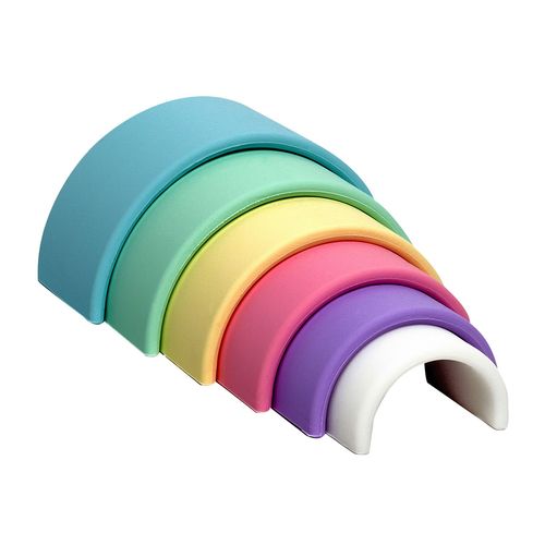 Jouet À Empiler Petit Arc-En-Ciel En Silicone Pastel