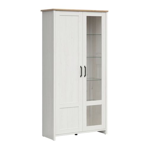 Vaisselier 2 Portes Stratifiés Blanc Et Bois