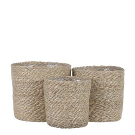 3 Cache-Pots En Jute Crème H16