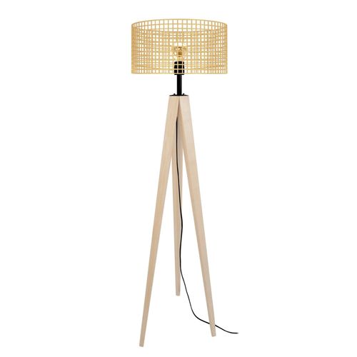 Lampadaire Bois Naturel Et Jaune Pastel