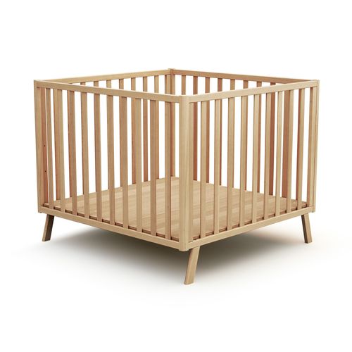 Parc Bébé Évolutif En Bois Hêtre Verni 100 X 100 Cm