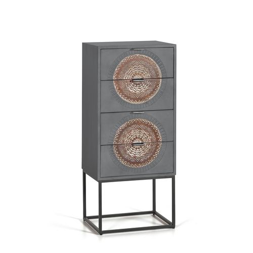 Commode En Manguier Et Pieds En Métal Gris Et Marron