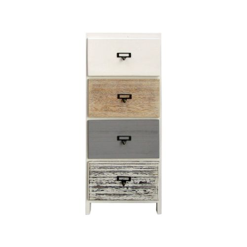 Chiffonnier Avec 4 Tiroirs En Bois Blanc Brun Et Gris