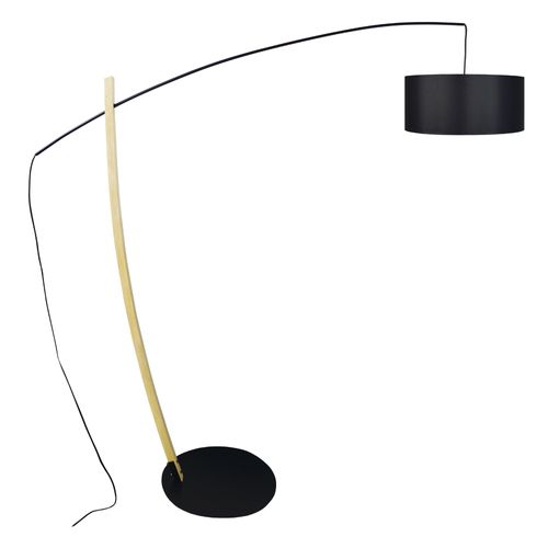 Lampadaire Bois Noir Et Naturel