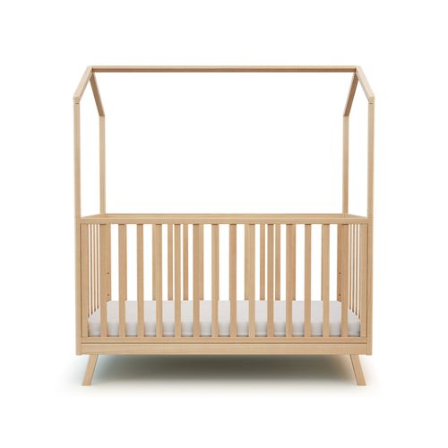 Lit Cabane Bébé Évolutif En Bois Hêtre Verni 70 X 140 Cm