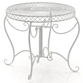 Table De Jardin Avec Plateau Rond En Métal Blanc Antique