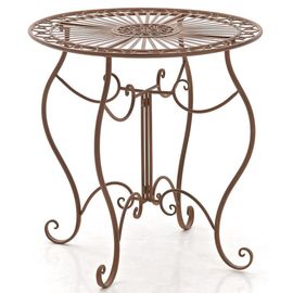 Table De Jardin Avec Plateau Rond En Métal Marron Antique