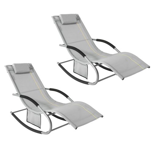 Lot De 2 Bain De Soleil À Bascule En Métal Gris