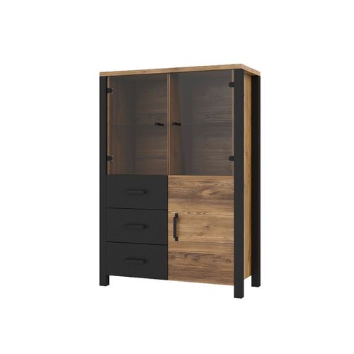Vaisselier 3 Portes 3 Tiroirs Stratifiés Naturel Noir