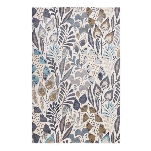 Tapis Exterieur Thème Floral Bleu Beige 120x170