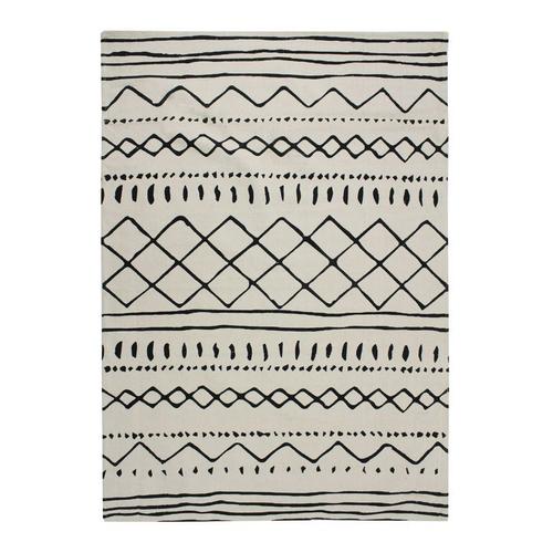 Tapis En Coton Ethnique Naturel-Noir 190x290