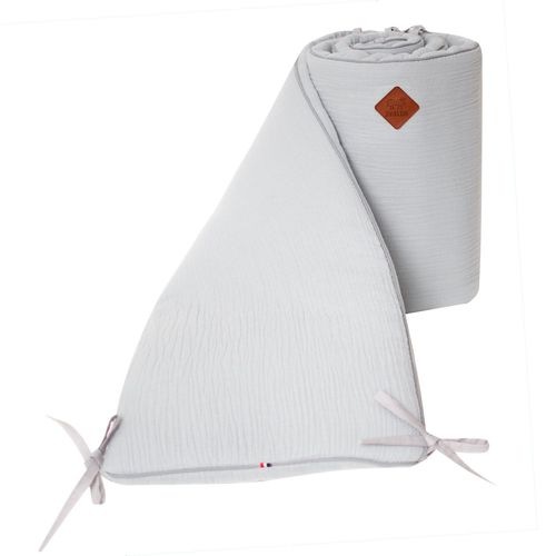 Tour De Lit Universel Gaze De Coton Gris Clair