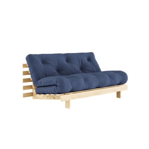 Canapé Convertible En Pin Massif Avec Futon Bleu 160x200