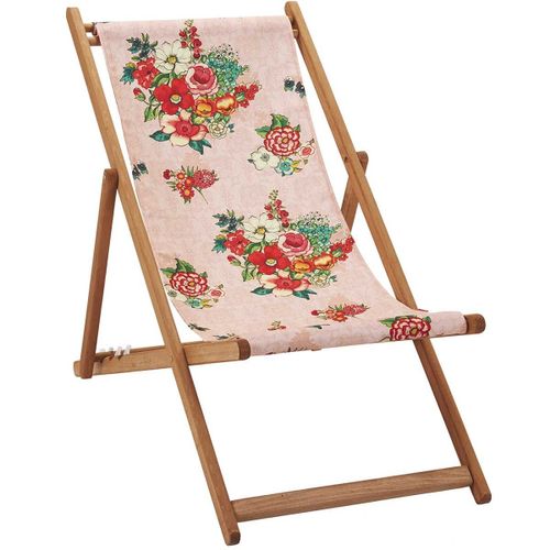 Chilienne Pliante En Hêtre Et Imprimé Fleuri Nude
