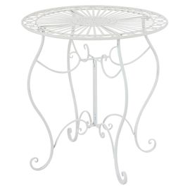 Table De Jardin Avec Plateau Rond En Métal Blanc