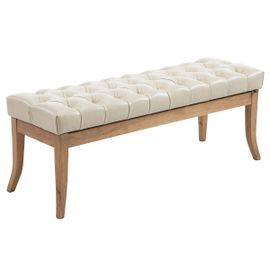 Banquette Avec Pieds En Bois Assise En Similicuir Crème