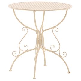 Table De Jardin Ronde En Métal Crème Antique