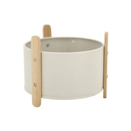 Cache-Pot En Métal Laqué Et Bois 14.5 Cm