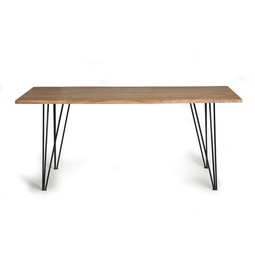 Table À Manger En Bois D'acacia Naturel Et Pieds En Métal 10 Places